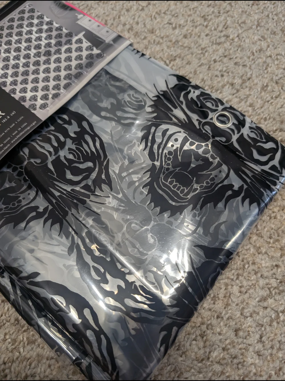 Ed Hardy Clear Shower Liner With Black Tiger